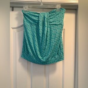 New York & Company Turquoise white floral strapless Tube top Small